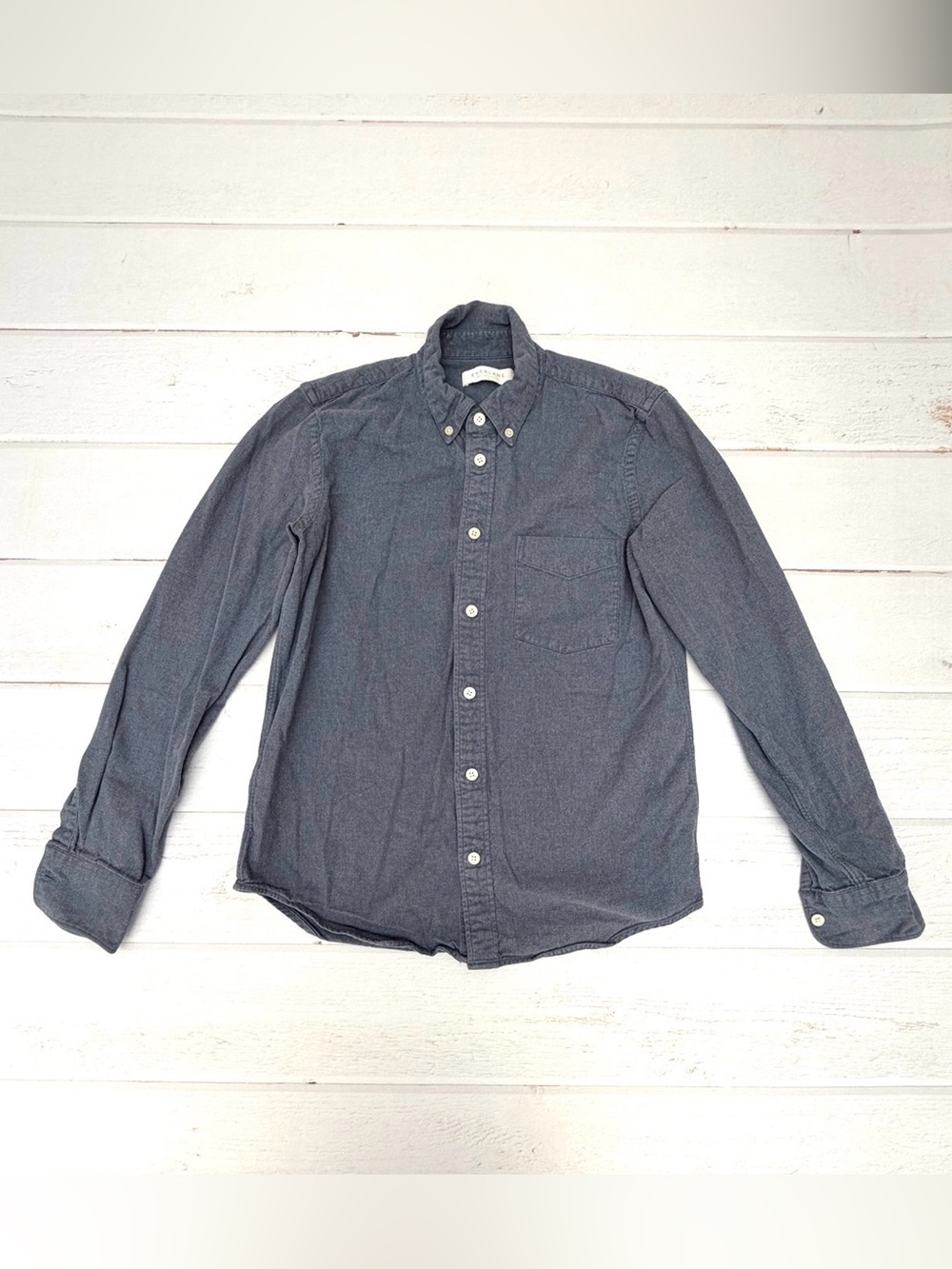 Everlane Blue Gray Cotton Button Down Shirt XS Minimalist Classic